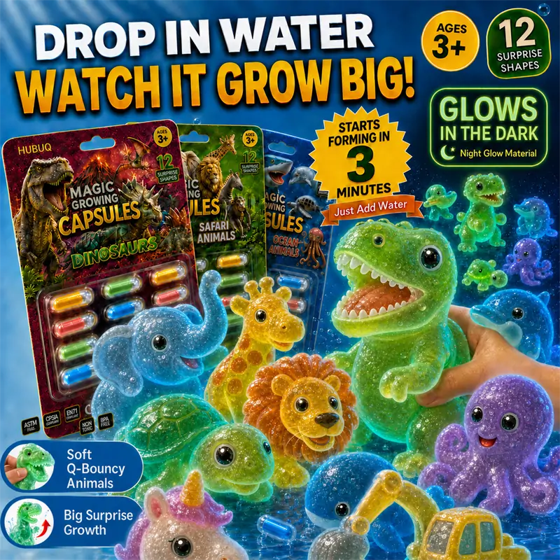 Save 50% by Ordering Today丨HUBUQ® Grow-in-Water Animal Capsules – Watch Them Expand Into Soft Animal Shapes 💧🦖