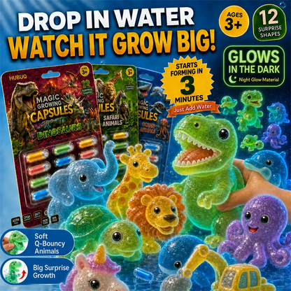 Save 50% by Ordering Today丨🦄HUBUQ® Grow-in-Water Animal Capsules – Watch Them Expand Into Soft Animal Shapes 💧🦖