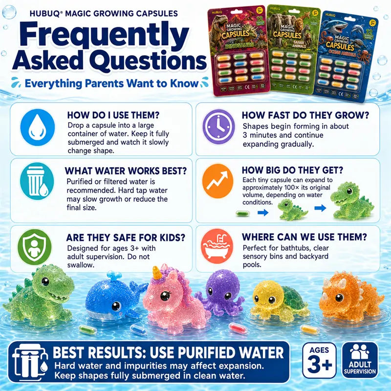 Save 50% by Ordering Today丨HUBUQ® Grow-in-Water Animal Capsules – Watch Them Expand Into Soft Animal Shapes 💧🦖