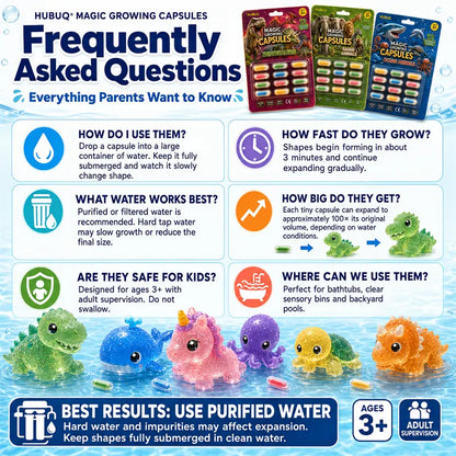 Save 50% by Ordering Today丨HUBUQ® Grow-in-Water Animal Capsules – Watch Them Expand Into Soft Animal Shapes 💧🦖