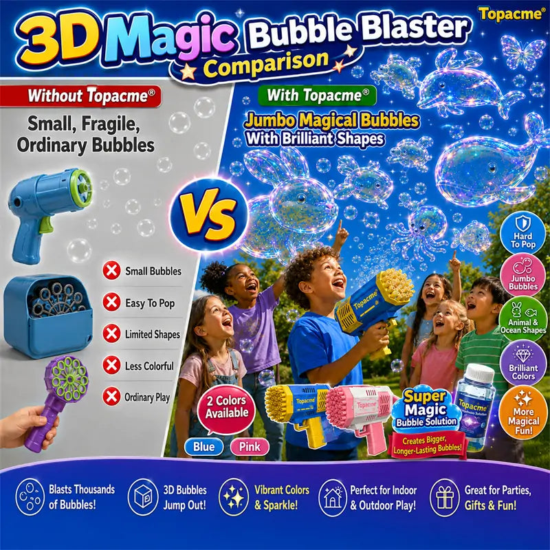 Topacme® 3D Magic Bubble Blaster —— Animal & Ocean Fantasy Theme🌈